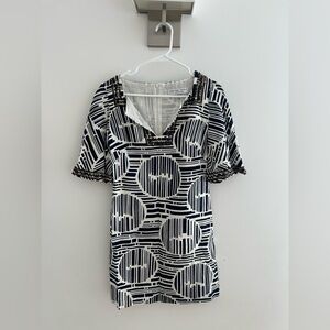 Trina Turk Black and White Dolman Sleeve Top